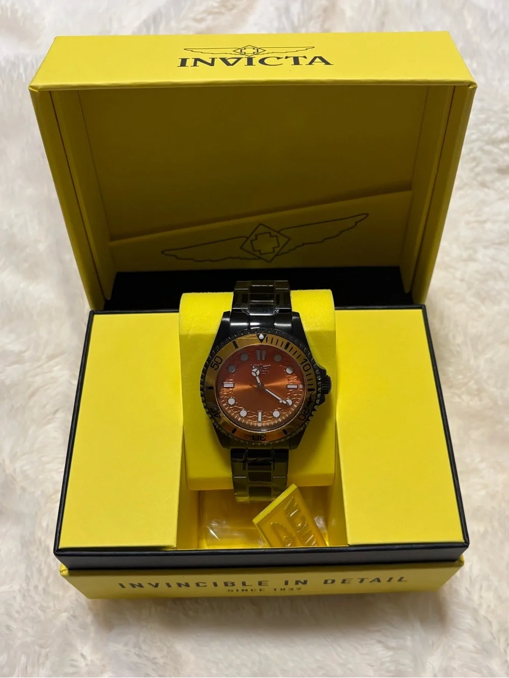 Invicta Pro Diver Kromatyk Black Label 43mm Orange/Orange Dial Black SS Band